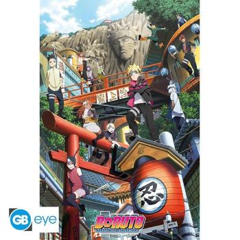 BORUTO - Poster Maxi "Gruppe Konoha"  Boruto und seine Freunde sind in der schönen Umgebung von Konoha auf diesem Boruto-Poster!